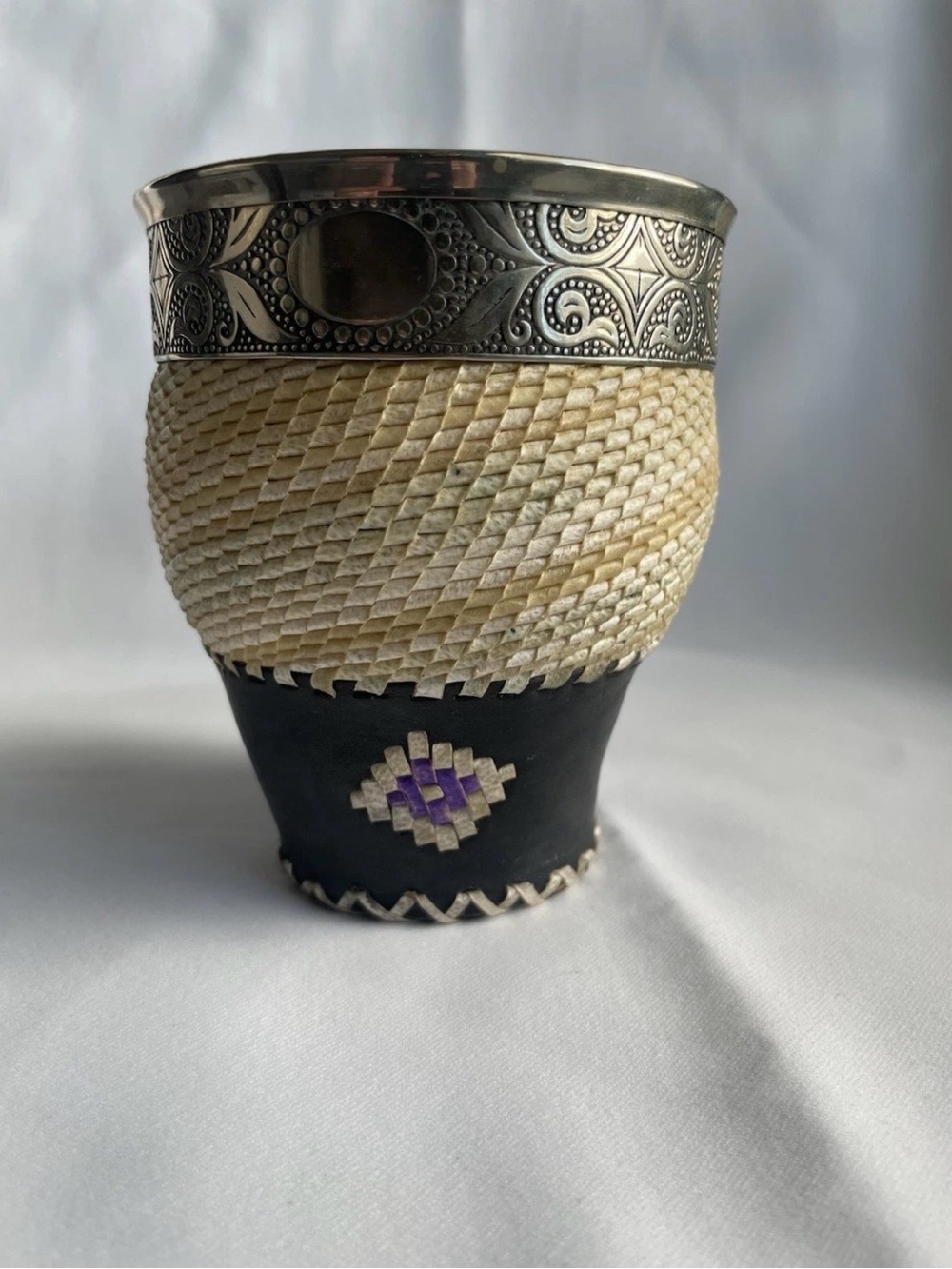 Artesanal Mate Imperial Trenzado Virola de Alpaca Cincelad tea culture